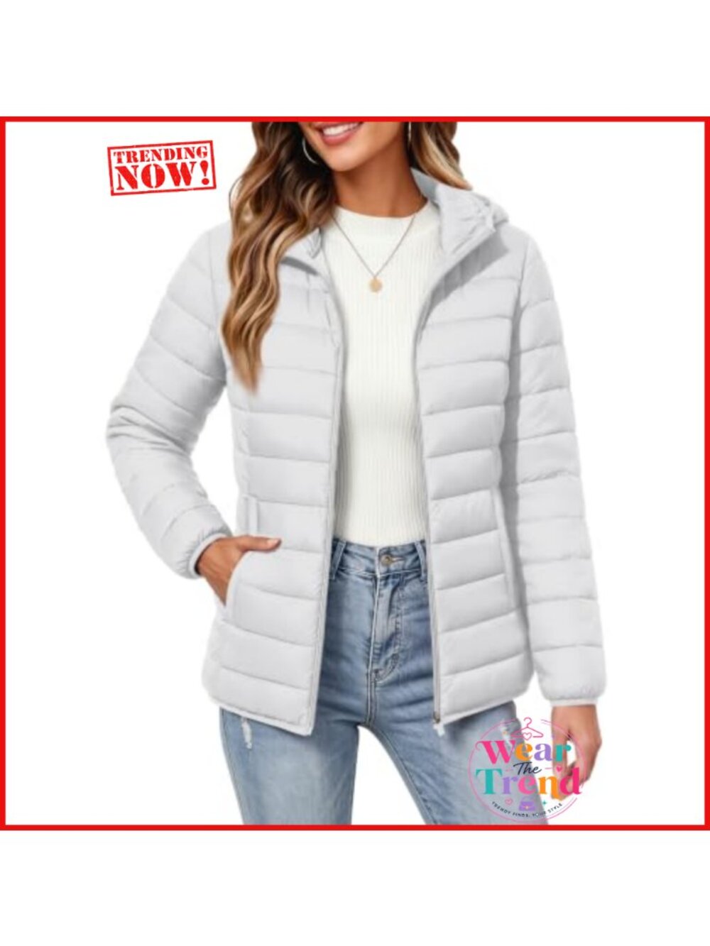 Quilted Lightweight Packable Puffer Jacket Hooded Zip Coat